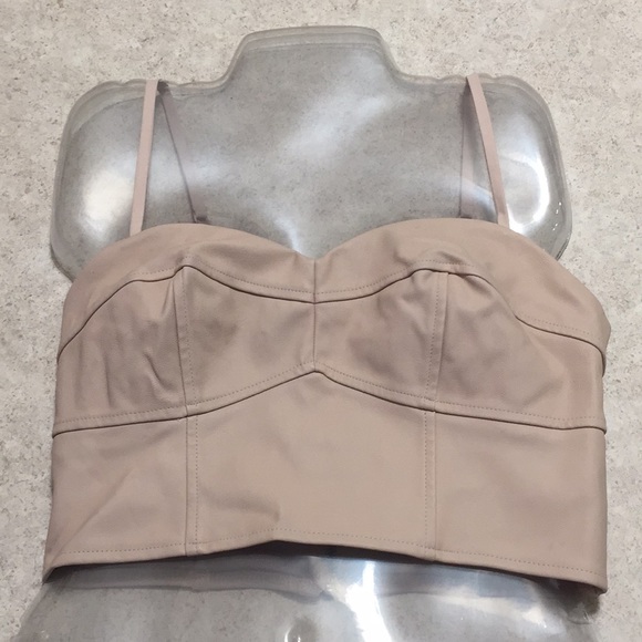 Express Tops - EXPRESS FAUX NUDE LEATHER BUSTIER CROP TOP